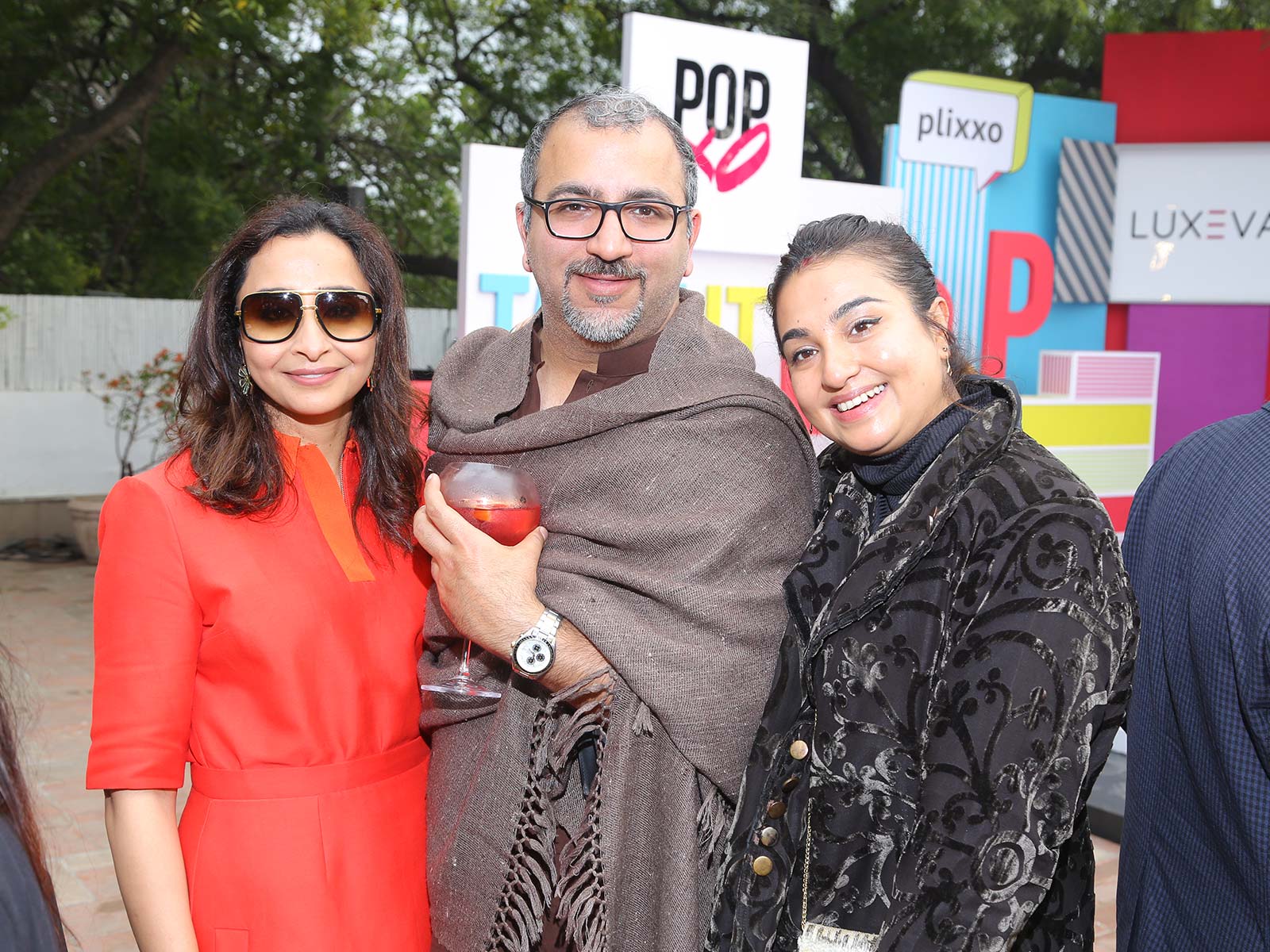 Priyanka Gill, Varun Rana and Aradhana Baruah at the #POPxoTurns5 celebration at Qla in Delhi.